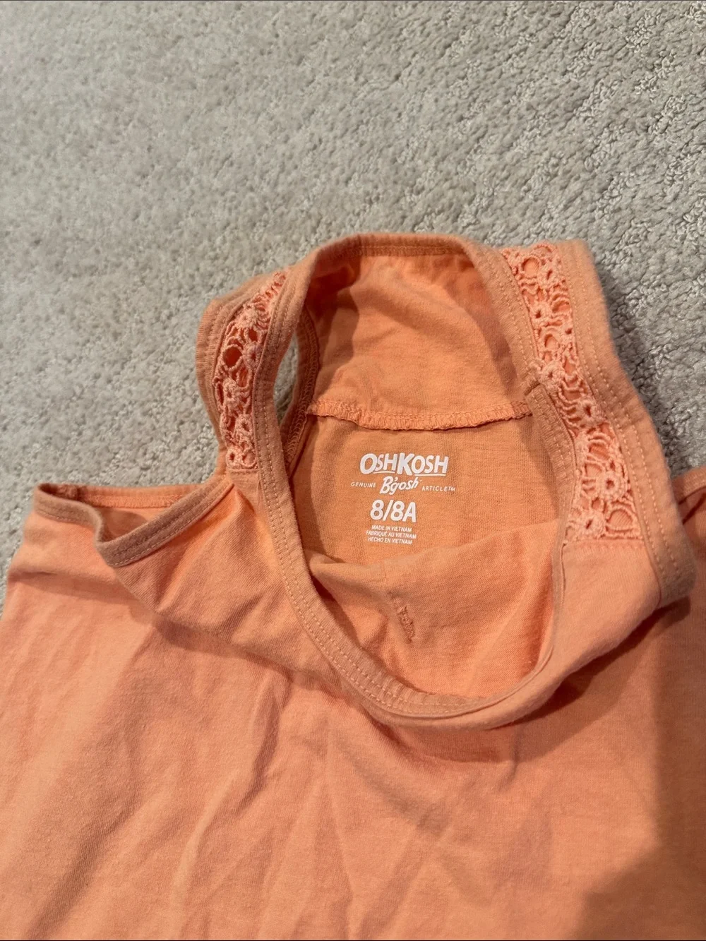 OshKosh B'gosh Orange Crochet Pocket Tank Top
